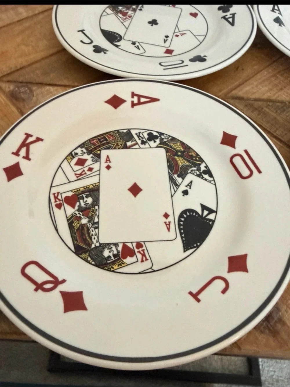 Playing Card Dessert Plate Set - White and Red
